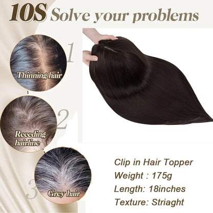 Benehair-extensiones de cabello sintético para mujer, postizos con flequillo, 18 pulgadas
