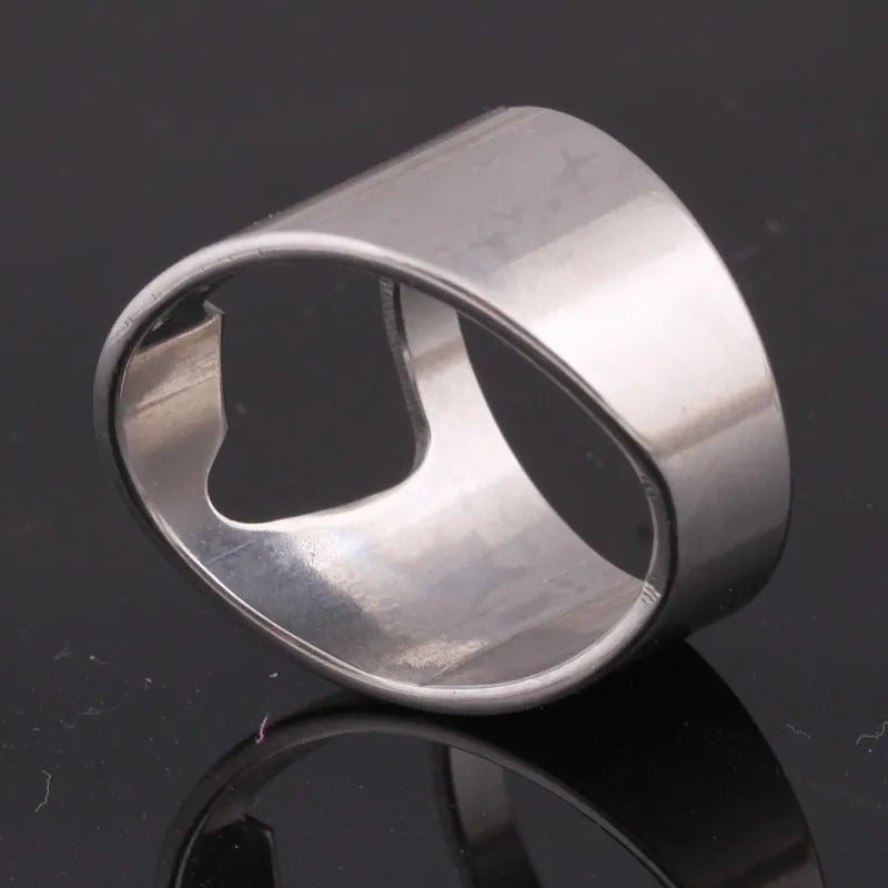 Anillo Abrebotellas Creativo con Sacacorchos de Acero Inoxidable - Anillo para Abrir Botellas de Cerveza y Latas, Accesorios Geniales para Bar y Cocina, Regalos Únicos