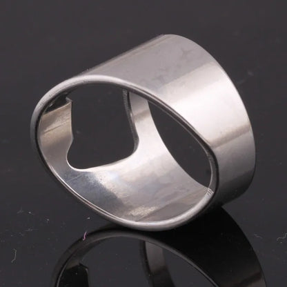 Anillo Abrebotellas Creativo con Sacacorchos de Acero Inoxidable - Anillo para Abrir Botellas de Cerveza y Latas, Accesorios Geniales para Bar y Cocina, Regalos Únicos