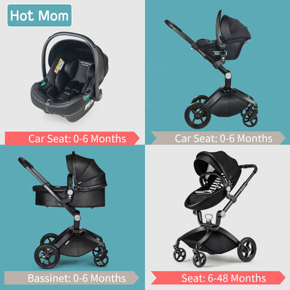 Coche de Paseo 3 en 1 Hot Mom: Cochecito de Bebé, Carrito de Alta Altura para Recién Nacidos, con Accesorios Adicionales, Modelo F22