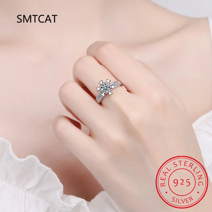 Anillo de compromiso de moissanita de 5,0 CT para mujer, sortija de diamante de laboratorio chapada en oro blanco de 14K, sortija de boda de plata de ley, joyería fina