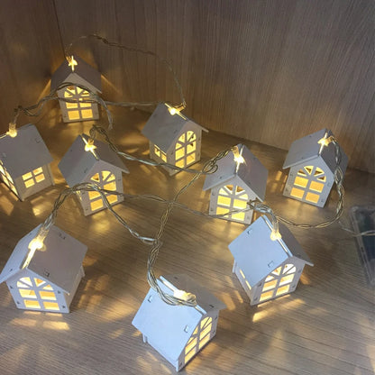 Guirnalda de Luces LED en Forma de Casa de Madera – Decoración para Bodas, Fiestas y Navidad