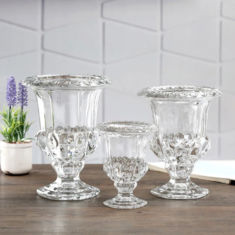 Florero de Vidrio Transparente – Jarrón Elegante para Decoración de Mesa y Plantas