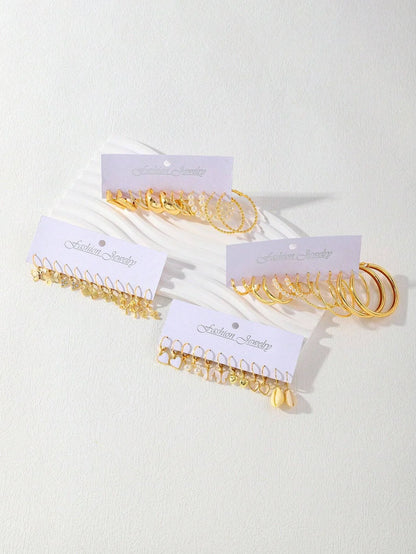 Conjunto de Pendientes Irregulares con Perlas Artificiales