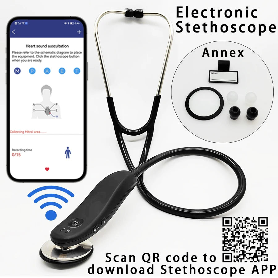 Estetoscopio Digital Inteligente Bluetooth Médico | Grabación, Almacenamiento y Consulta Remota | Ideal para Doctores y Enfermeros