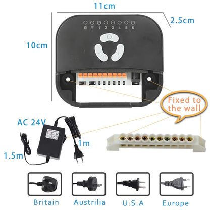 Temporizador de Riego para Jardín con Conexión WIFI de 6 Zonas, Controlador de Riego de Válvula de Agua para Sistema de Riego Inteligente Tuya Smart Home