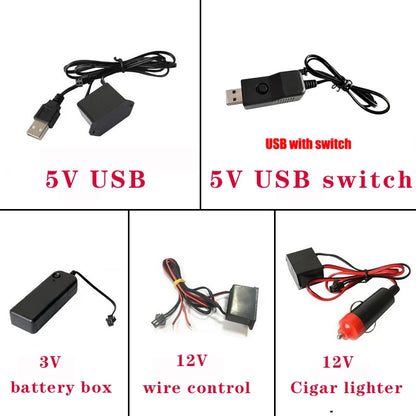 Tira LED Flexible para Interior de Coche 5M/4M/3M/2M/1M, Luces de Neón Decorativas, 12V, Luz Ambiental Universal