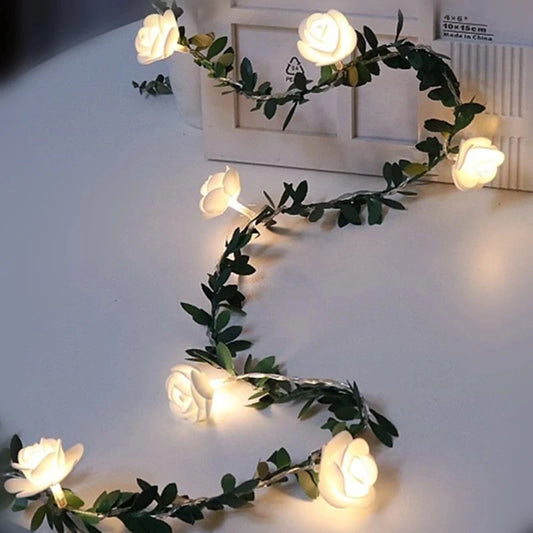 Cadena de Luces LED de Rosas Blancas 1.5/3M - Decoración de Mesa para Bodas y Eventos