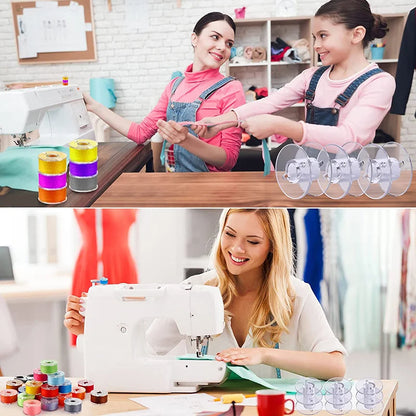 Conjunto de 25 Canillas de Plástico para Máquina de Coser: Bobinas Transparentes y Estuche de Almacenamiento para Accesorios de Costura