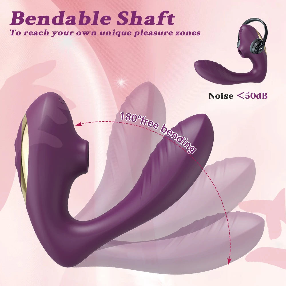 Vibrador de Succión y Vibración para Mujeres – Estimulador Clítoris, Pezones y Dildo con 10 Modos de Vibración y Succión, Juguete Sexual para Adultos
