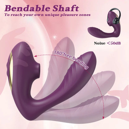 Vibrador de Succión y Vibración para Mujeres – Estimulador Clítoris, Pezones y Dildo con 10 Modos de Vibración y Succión, Juguete Sexual para Adultos