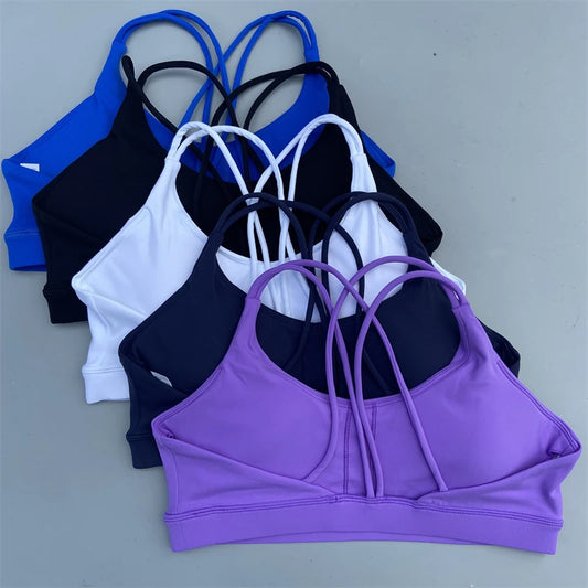 Brasier Deportivo para Mujer con Tirantes Cruzados, Top de Yoga Alto Impacto, Sujetador de Fitness, Crop Top para Ejercicio y Running, Con Almohadilla Removible