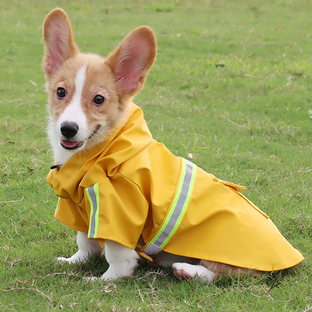 Chubasquero Grande para Perro, Ropa Impermeable con Capucha, Reflectante y a Prueba de Viento para Cachorros