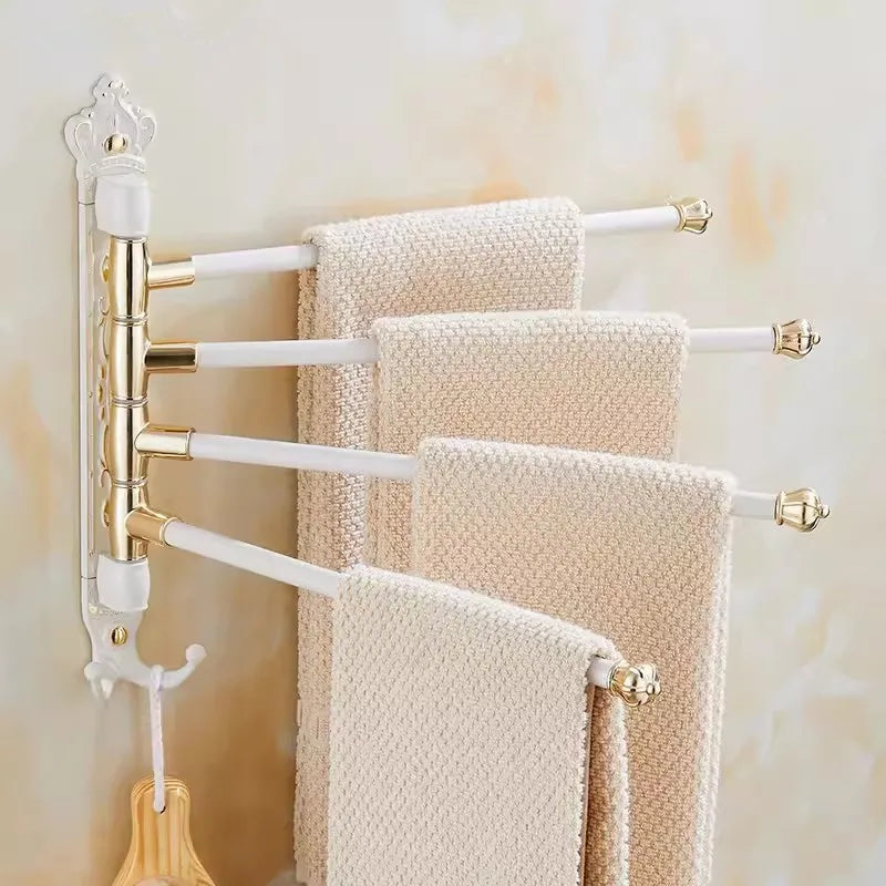 Colgador de Toallas Giratorio Tuqiu – Toallero de Baño Plegable Montado en la Pared con Diseño Tallado Antiguo