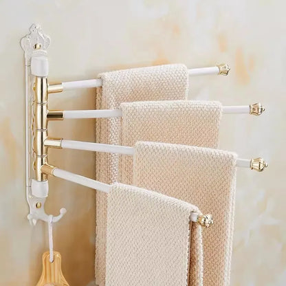 Colgador de Toallas Giratorio Tuqiu – Toallero de Baño Plegable Montado en la Pared con Diseño Tallado Antiguo