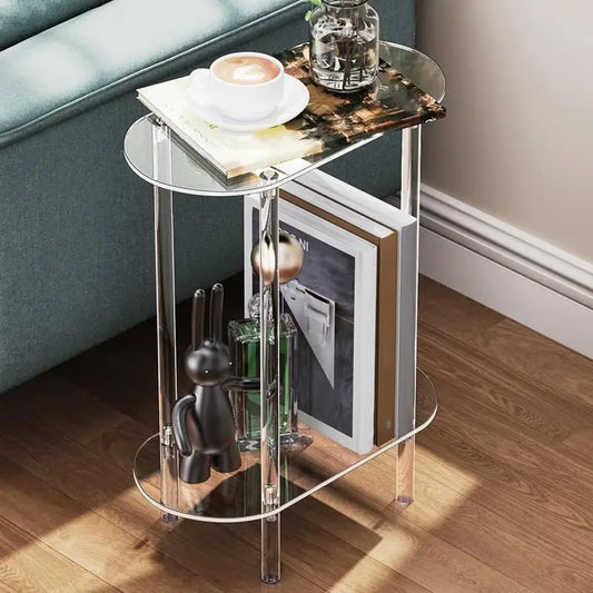 Mesa Auxiliar Transparente de Acrílico - Mueble de Almacenamiento Moderno para Decoración del Hogar