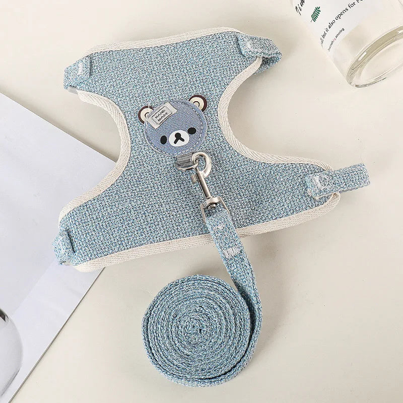 Conjunto de Arnés y Correa para Conejo, Chaleco Acolchado para Mascotas, Accesorios Lindos para Caminar al Aire Libre