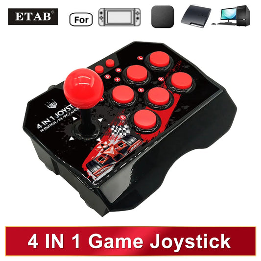 Joystick de Juegos USB con Cable 4 en 1 con Cable USB de 3M, Consola de Juegos Turbo Rocker Arcade para Nintendo Switch, Android TV, PS3, PC