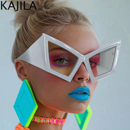 Gafas de Sol Ojo de Gato Oversized UV400 para Mujer | Estilo Punk y Protección a Prueba de Viento - Diseño de Montura Grande