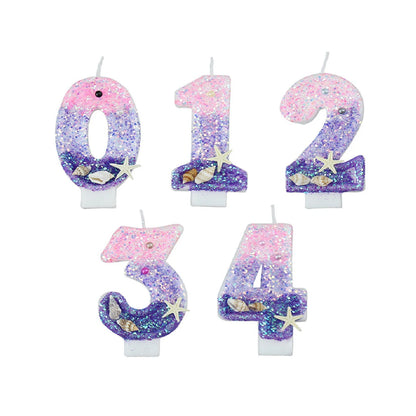 Decoración de Pastel Sirena Oceánica - Vela Digital en Forma de Sirena Rosa y Púrpura para Cumpleaños
