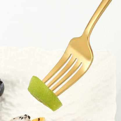 Set de Cubertería de Acero Inoxidable Dorado Portugués | 6 Pzas o 30 Pzas - Cuchillo, Tenedor, Cuchara, Cucharita y Palillos de Alta Calidad