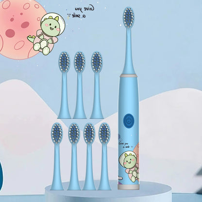 Cepillo de Dientes Eléctrico Infantil - Diseño de Caricaturas Coloridas de Espacio | Cepillo Suave para Limpieza (Batería No Incluida)