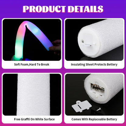 15/30 Pcs LED Glow Sticks a Granel Tubos de Espuma Brillantes Coloridos RGB para Fiestas de Cumpleaños, Bodas y Suministros de Celebración