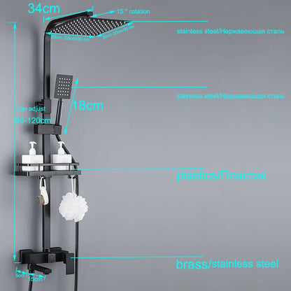 Grifo de Ducha Negro con Caño Largo, Multifuncional de Acero Inoxidable 304, Grifo de Bañera con Bidet Rociador de Agua Caliente y Fría