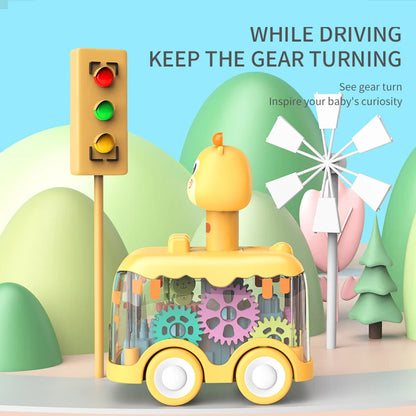 Coche Inercial Infantil con Forma de Animal – Juguete Educativo de Engranajes y Luces para Niños