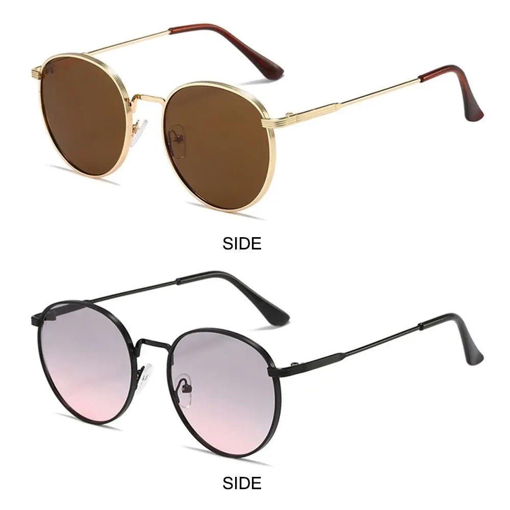Gafas de Sol Redondas Vintage para Hombre y Mujer - Lentes Circulares con Montura de Metal, Protección UV, Estilo Retro