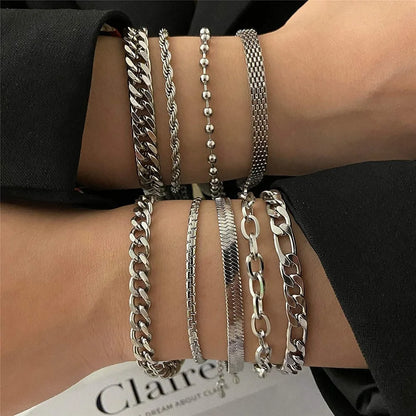 Pulsera de Cadena Cubana de Acero Inoxidable 316L para Hombre y Mujer – Figaro Vintage, Joyería de Lujo Kpop y Emo, Regalo Perfecto