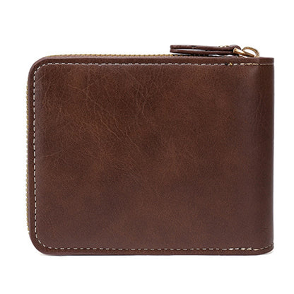 Billetera Hombre Vintage de Alta Calidad en Cuero PU con Bolsillo para Monedas, Tríptico y Cremallera