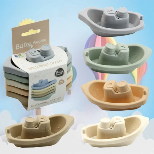 Juguetes Apilables para el Baño de Bebés - Botes Coloridos de Aprendizaje Temprano y Juguete Educativo