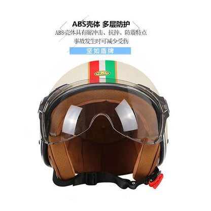 Casco de Moto de Cara Abierta para Hombre y Mujer, Retro y Vintage, Aprobado por DOT, 3/4 para Chopper y Scooter