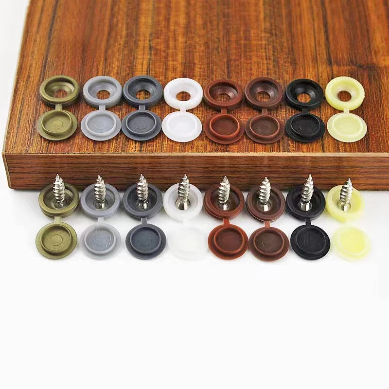 100 Piezas de Tapas Protectoras para Tornillos con Bisagra, Tapones Decorativos para Muebles y Automóviles – Varios Colores, Plástico Resistente