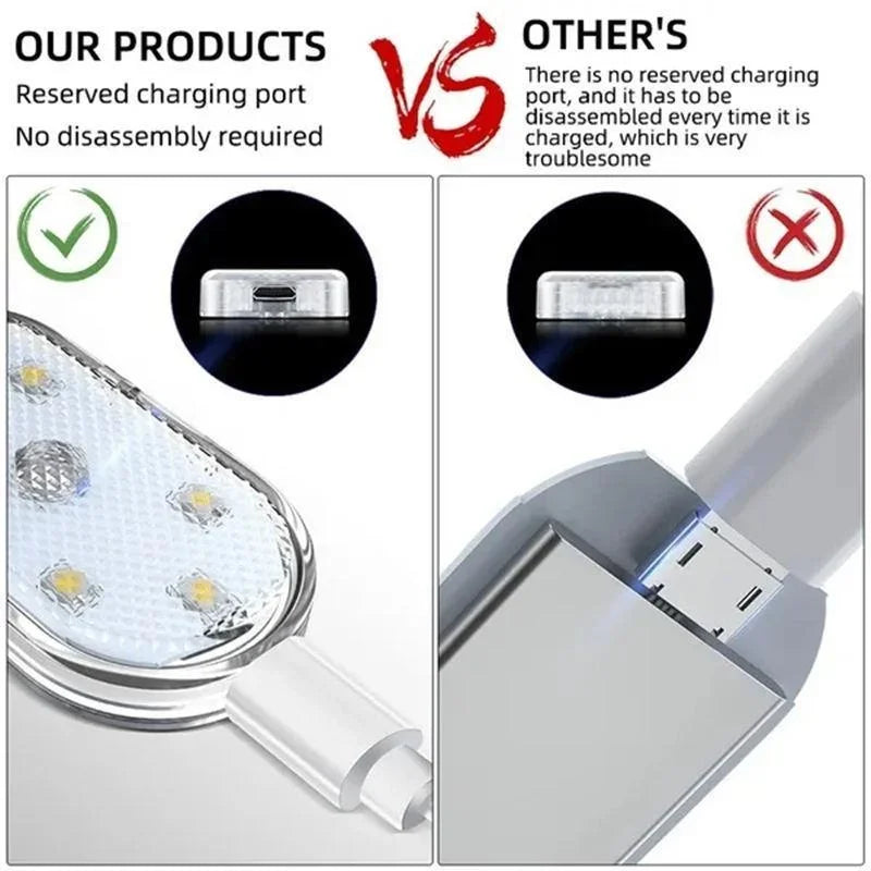 Luces LED Inalámbricas para Interior de Coche | Luz de Acento de Neón Automotriz Recargable por USB