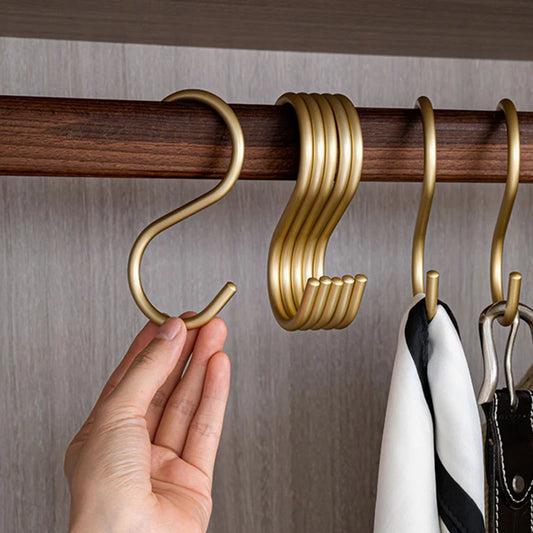 Ganchos de Aleación de Aluminio en Forma de S – Colgador Práctico para Ropa y Cocina, Juego de 5 Piezas