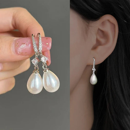 Pendientes Colgantes de Gota de Agua con Perlas Imitación - Joyería de Moda para Mujeres, Regalos de Compromiso y Fiesta