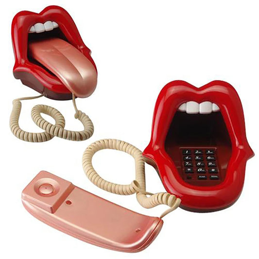 Teléfono con Forma de Lengua Sexy, Teléfono Mini de Línea Terrestre con Indicador LED, Marcación de Audio/Pulso