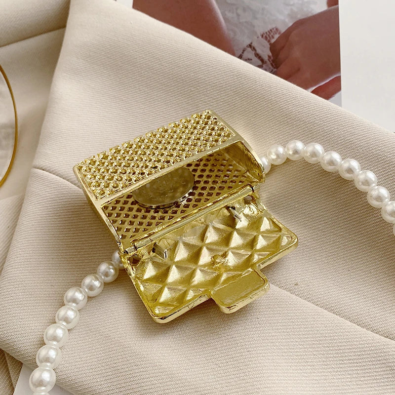 Bolso de hombro de metal para mujer, bandolera de alta calidad, accesorios de ropa de diseñador, satchel, mini bolso de diamantes lindo
