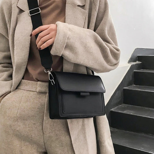 Bolso Cuadrado Pequeño para Mujer Retro Versátil con Correa Ancha de Hombro y Gran Capacidad