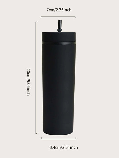 Vaso Tumbler con Tapa y Popote | Copa de Plástico Doble Capa para Jugos, Bebidas y Más | Regalo para Fiestas y Festivales