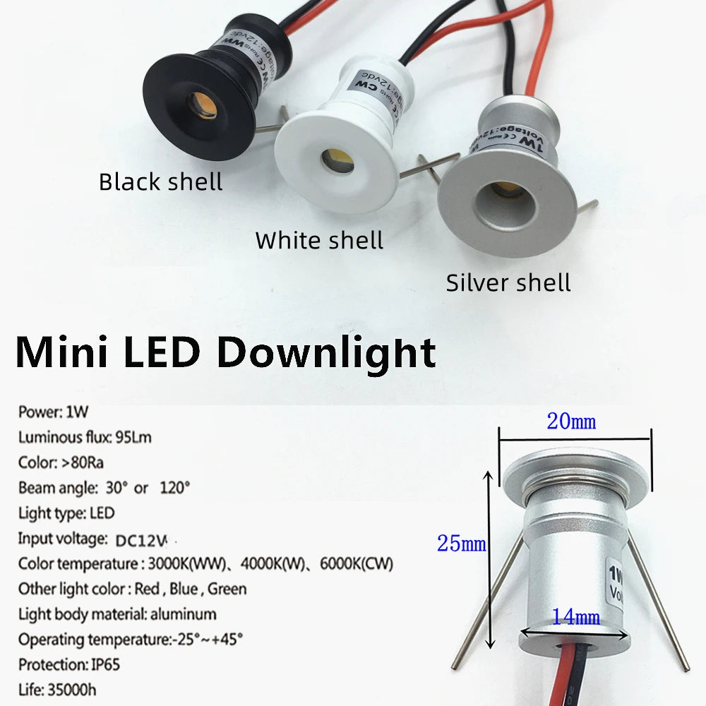 Mini Downlights Led 12V con Control Remoto 1W Spotlights Led Regulables Escaleras Luces de Armario 220V Focos Empotrables para Iluminación de Techo