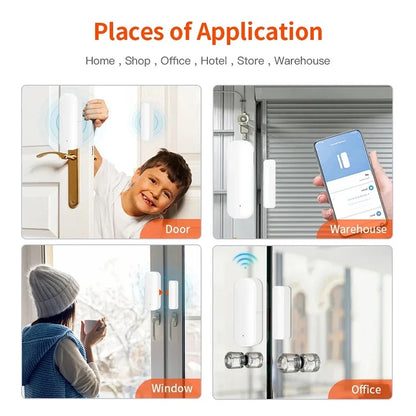 Sensor de Puerta y Ventana Tuya WiFi Zigbee - Detector de Contacto para Alarma de Seguridad Inteligente, Compatible con Alexa y Smart Life