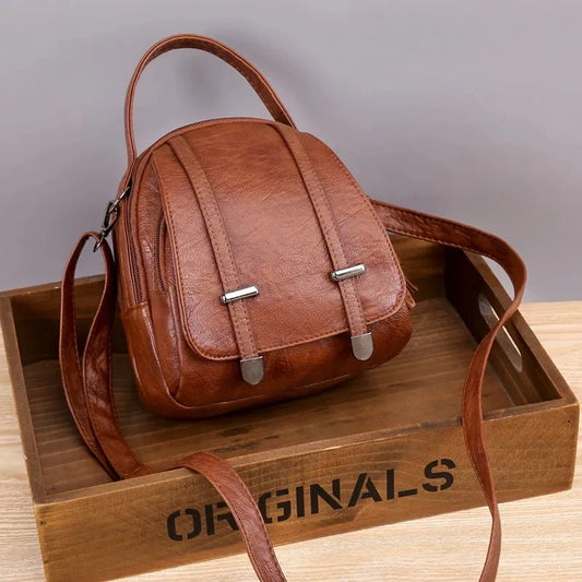 Bolso de hombro pequeño de cuero PU suave multifuncional para mujer, bolso cruzado de moda vintage, bolso de mano para teléfono celular