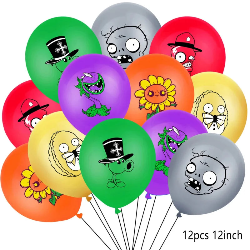 Juego de Globos de Látex y Aluminio PVZ para Fiestas - Decoración de Cumpleaños con Miner Zombies