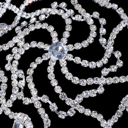 Sombrero de Cristal con Flecos, Tiara de Lujo, Cadena para el Cabello y Accesorios de Boda con Diamantes de Imitación