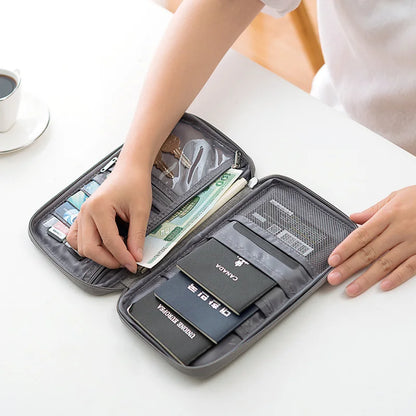 Cartera multifuncional para guardar el pasaporte, estuche organizador para documentos, accesorios de viaje, tarjetero para la familia