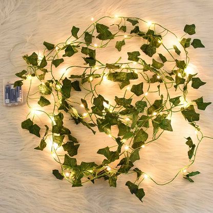 Luces de Cuerda con Hojas Verdes de Imitación – 2M a 10M de Vides Artificiales para Decoración de Bodas, Fiestas y Navidad
