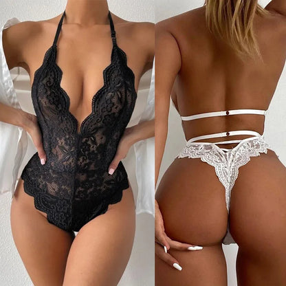 Bodysuit Sexy de Encaje para Mujer, Lencería Erótica de Una Pieza, Babydoll para Noche de Bodas